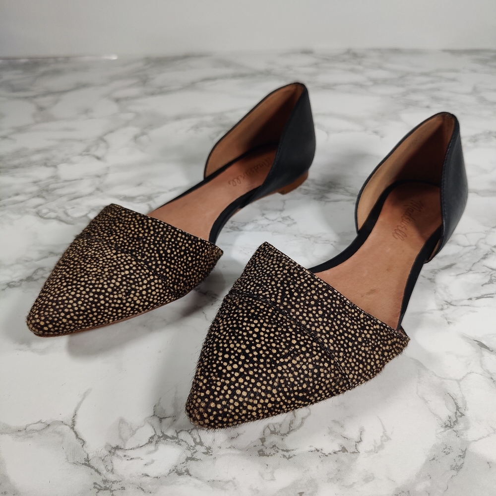 Madewell D'Orsay Dotted Calf Hair Leather Flats Size 7 - Picture 2 of 11